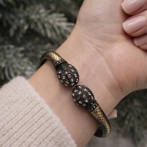 Gold & Black Cuff Bracelet Statement Jewelry🤩SEE OFFER IN DESCRIPTION🤩